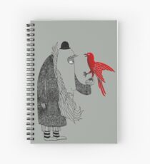 Darwin and red bird Spiral Notebook