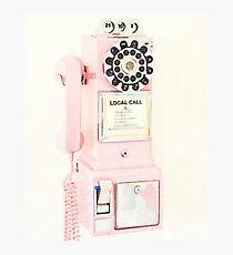 Pink Retro Vintage Telephone Photographic Print