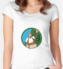 Fruit Picker Worker Picking Plum Circle Women's Fitted Scoop T-Shirt