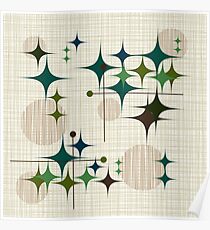 Eames-Ära Starbursts und Globen 1 (bkgrnd) Poster