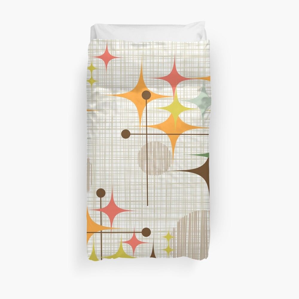 Eames Era Starbursts and Globes 3 (bkgrnd) Duvet Cover