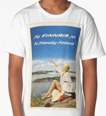Fly FINNAIR jet to friendly Finland Long T-Shirt