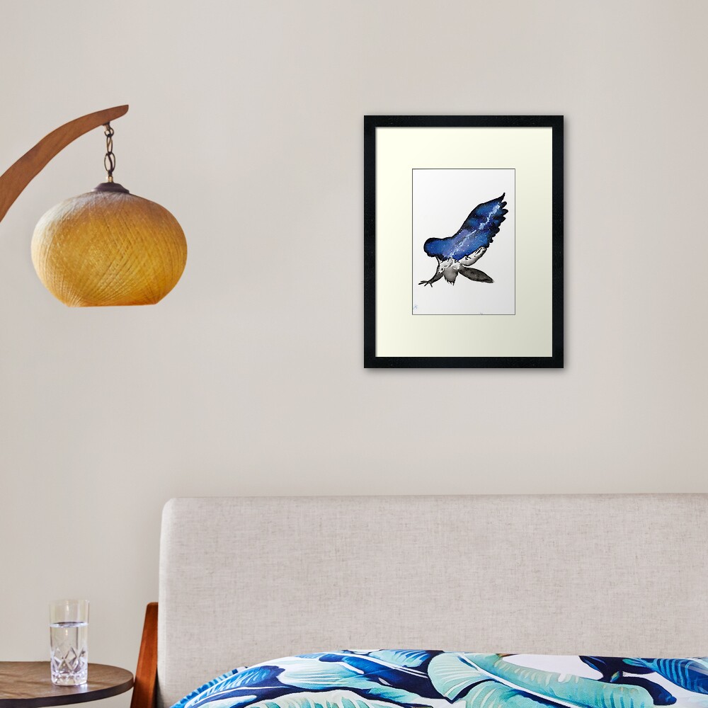 Midnight Galaxy Owl Framed Art Print