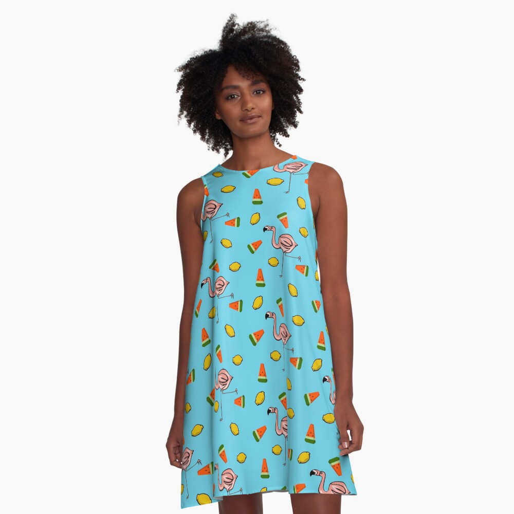 Flamingo Tropical A-Line Dress