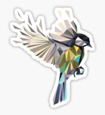 Flying Songbird Cyanistes Caeruleus / Blue Tit Bird - white Sticker