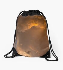 Storm Clouds Sunset - Dramatic Oranges - a Vertical View Drawstring Bag