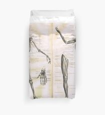 19th century anatomy illustration parts of a human skeleton Duvet Cover