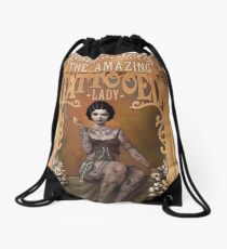 The Amazing Tattooed Lady Drawstring Bag