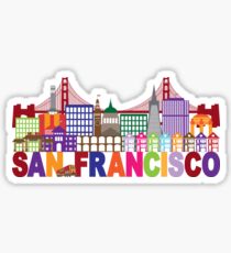 San Francisco Skyline and Text Colorful Illustration Sticker