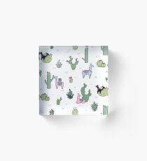 Cacti Llamas Acrylic Block