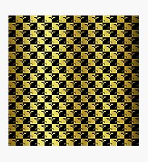 Black and Gold Checkerboard Scales of Justice Legal Pattern Photographic Print