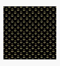 Gold Scales Of Justice on Black Repeat Pattern All Over Print Photographic Print