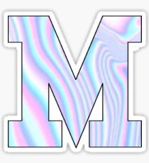Pink and Blue Holographic Initial M Sticker