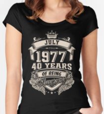 Born In July 1977 40 Years of Being Awesome Women's Fitted Scoop T-Shirt