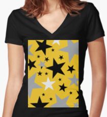 yellow stars Women's Fitted V-Neck T-Shirt
