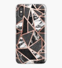 Modern Rose Gold Glitter Marble Geometric Triangle iPhone Case