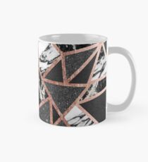 Modernes Rosen-Goldfunkeln-Marmor-geometrisches Dreieck Tasse