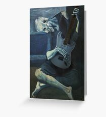 Old Guitarist New Guitar Greeting Card