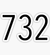 Plain Black 732 Area Code Sticker