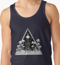 Camiseta de tirantes Estar aquí ahora || Ilustración de seta de tipografía Zen