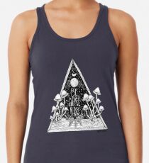Camiseta de tirantes para mujer Estar aquí ahora || Ilustración de seta de tipografía Zen