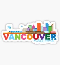 Vancouver BC Canada Skyline Text Color Illustration Sticker