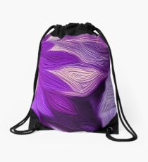 Purple Floral Dark Drawstring Bag