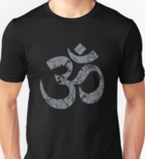 OM Yoga Spiritual Symbol in Distressed Style Slim Fit T-Shirt