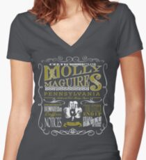Molly Maguires Vintage Chalk Board Design Women's Fitted V-Neck T-Shirt
