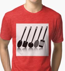 kitchen utensil silhouettes Tri-blend T-Shirt