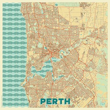 Artwork thumbnail, Perth Map Retro by HubertRoguski