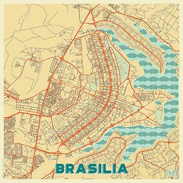 Artwork thumbnail, Brasilia Map Retro by HubertRoguski