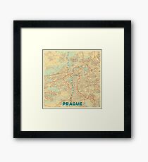 Prague Map Retro Framed Print