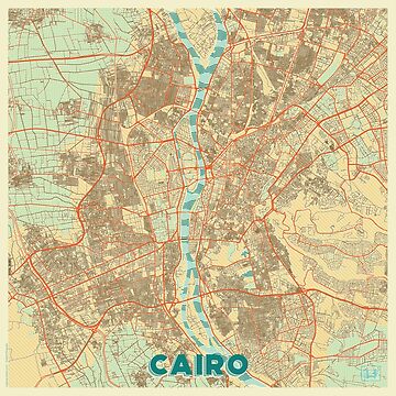Artwork thumbnail, Cairo Map Retro by HubertRoguski