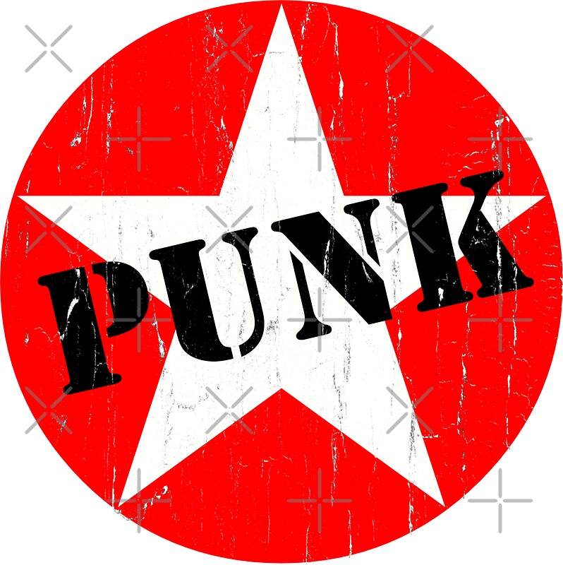 "PUNK - Road worn - Distressed - Grunge - Star Logo" Stickers by