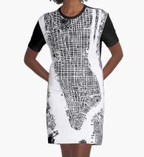 New York City Karte schwarz und weiß T-Shirt Kleid
