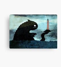 Sea monster & Lighthouse Canvas Print