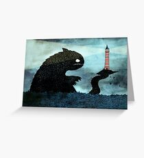Sea monster & Lighthouse Greeting Card