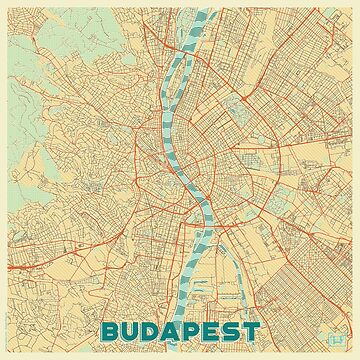 Artwork thumbnail, Budapest Map Retro by HubertRoguski