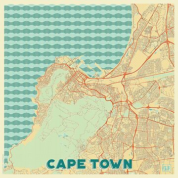 Artwork thumbnail, Cape Town Map Retro by HubertRoguski