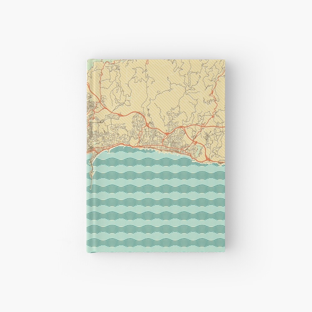 Malaga Map Retro Hardcover Journal
