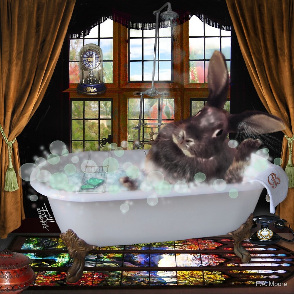 "Bunny Bubble Bath" by F.A. Moore Redbubble