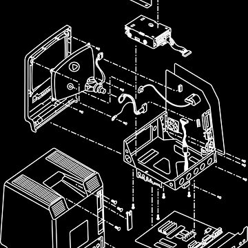 Artwork thumbnail, Macintosh Plus Exploded View (white on dark shirt) by RunStopRestore