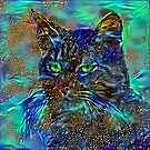 Artificial neural style Starry night wild cat by blackhalt