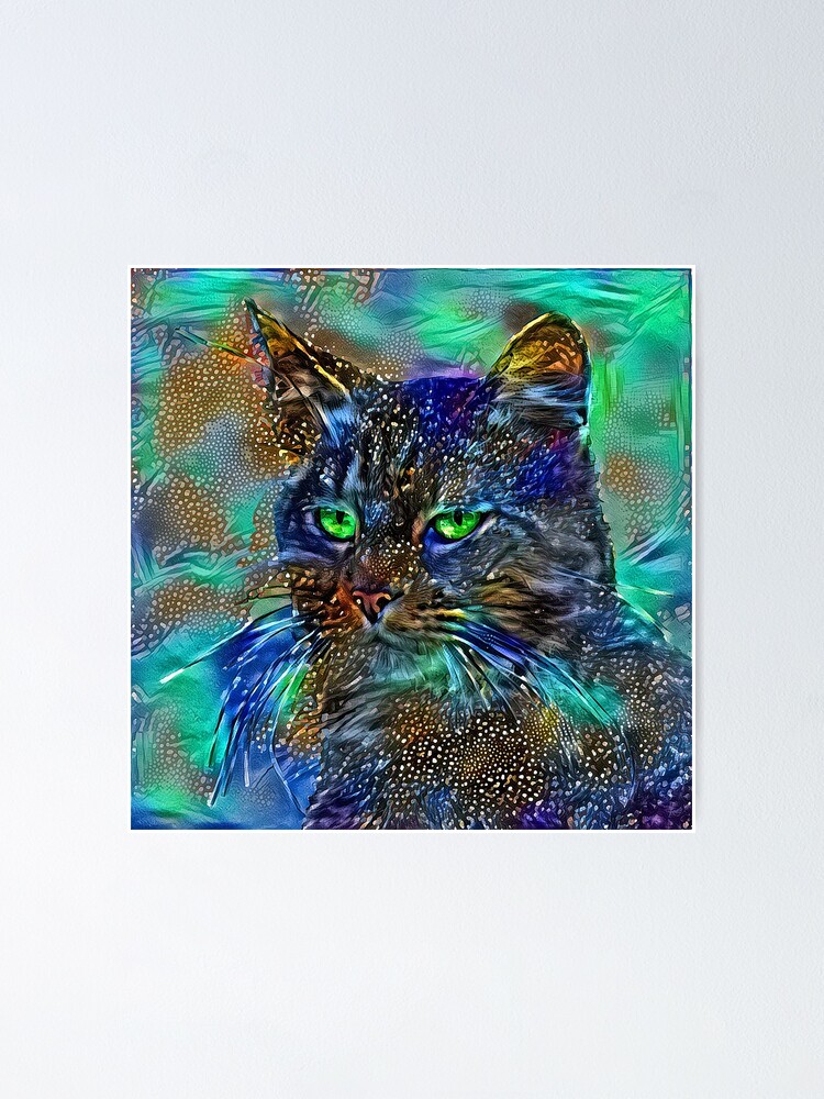 Alternate view of Artificial neural style Starry night wild cat Poster