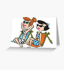 Tarjeta de felicitación Los Picapiedras Wilma y Betty en el Sol