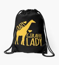 CRAZY Giraffe Lady Drawstring Bag