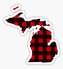 State of Michigan - Red Black Plaid Sticker