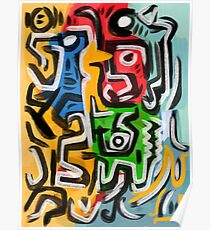 Primitive street art abstract Poster