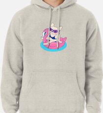 Frenchie genießt Sommer auf Flamingo Pool Float im Schwimmbad Hoodie